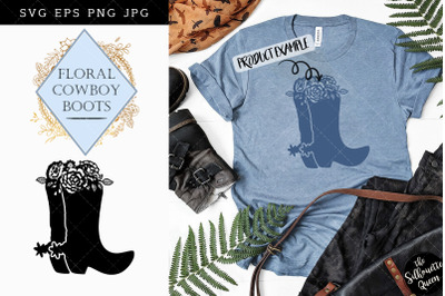 Floral  Cowboy Boots Silhouette Vector