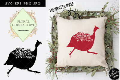 Floral Guinea fowl Silhouette Vector