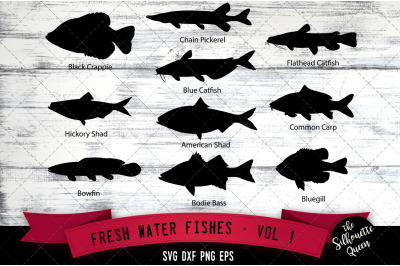 Fresh Water Fishes Svg V1 - Black Crappie, Hickory Shad, Bowfin