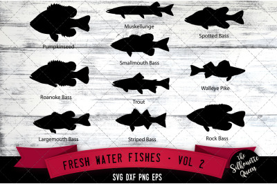 Fresh Water Fishes Svg V2 - Pumpkinseed, Roanoke Bass, Largemouth Bass