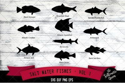 Salt Water Fishes Svg V1 - Black Grouper, American Shad