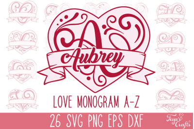 Valentine&#039;s Monogram SVG Alphabet