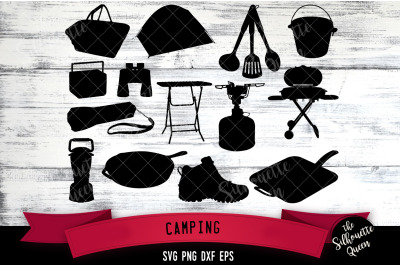 Camping Gear svg file, svg cut file, silhouette studio