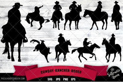 Cowboy Rancher Rodeo svg file, western svg cut file, silhouette studio