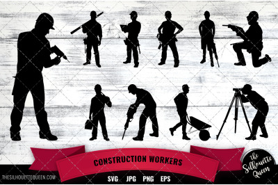 Construction Workers svg file, svg cut file, silhouette studio