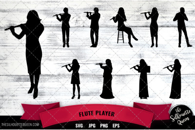 Flute Player svg file, musician svg cut file, silhouette studio