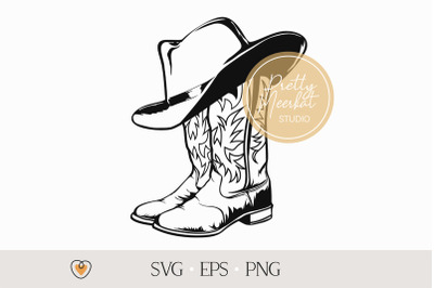 Cowboy boots with hat svg, Western svg, png files