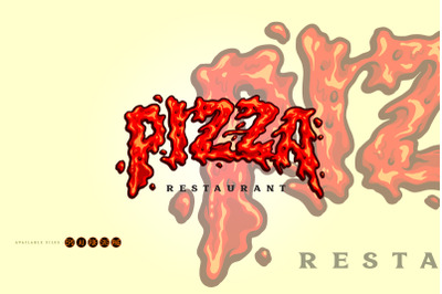 Text Pizza Fast Food Restaurant Logo