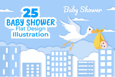 25 Baby Shower Little Boy or Girl Illustration