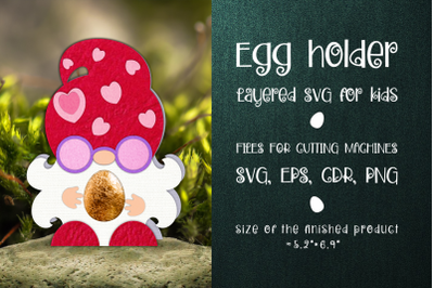 Valentine Gnome Egg Holder Template SVG