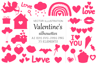 ValentiValentine&amp;&23;039;s day silhouettes. Heart silhouettes. Heart SVGne&amp;&23;039;s