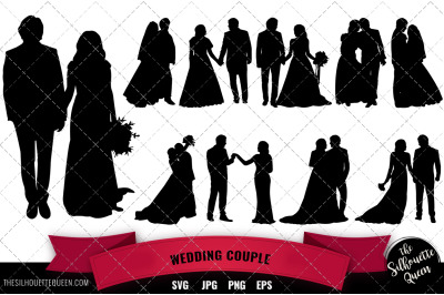 Wedding Couple Silhouette Vector svg file, bride groom svg cut file