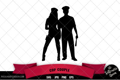 Cop Couple svg file, svg cut file, silhouette studio