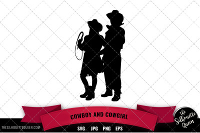 Cowboy and Cowgirl svg file, svg cut file, silhouette studio