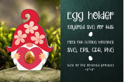 Gnome and Heart Egg Holder Template SVG