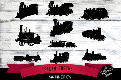 Steam Engine svg file, railroad svg cut file, silhouette studio