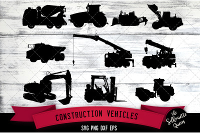 Construction Vehicles svg file, svg cut file, silhouette studio