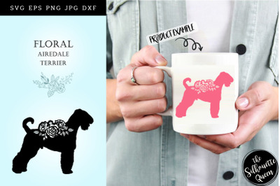 Floral Airedale Terrier Dog svg file for cricut, for silhouette