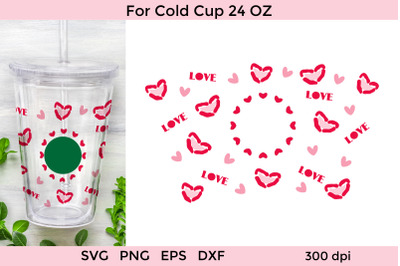 Love and Hearts Starbucks Cold Cup Wrap SVG. Venti Cups
