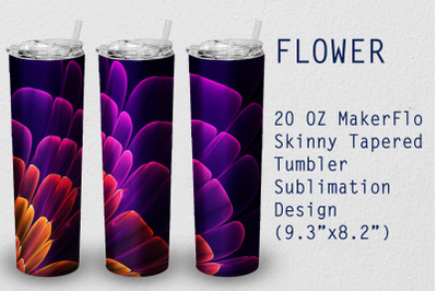 Tumbler Tapered 20 OZ Sublimation Flower  Wrap Design