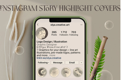 Handmade Celestial Instagram Story Highlight Covers and Icons. Shadows