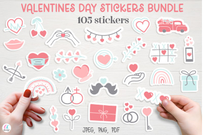 Valentines Day Planner stickers Bundle. 105 stickers.