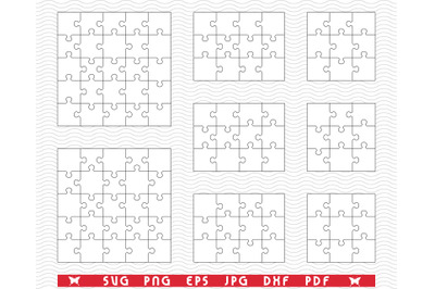 SVG White Puzzles, Jigsaws, Separate Pieces digital clipart