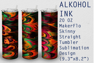 Tumbler Straight 20 OZ Sublimation Alcohol Ink Wrap Design