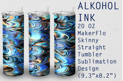 Tumbler Straight 20 OZ Sublimation Alcohol Ink Wrap Design