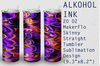 Tumbler Straight 20 OZ Sublimation Alcohol Ink Wrap Design