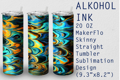 Tumbler Straight 20 OZ Sublimation Alcohol Ink Wrap Design