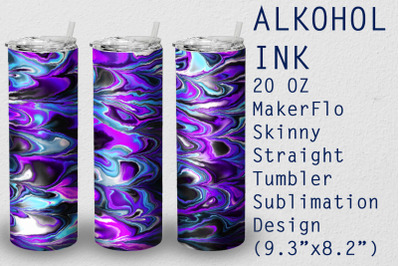 Tumbler Straight 20 OZ Sublimation Alcohol Ink Wrap Design