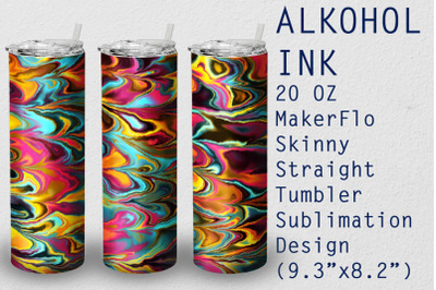 Tumbler Straight 20 OZ Sublimation Alcohol Ink Wrap Design