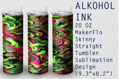 Tumbler Straight 20 OZ Sublimation Alcohol Ink Wrap Design