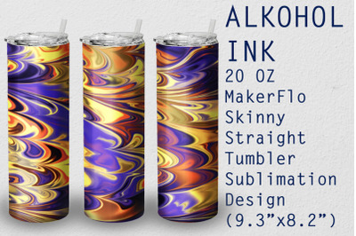 Tumbler Straight 20 OZ Sublimation Alcohol Ink Wrap Design