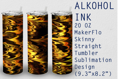 Tumbler Straight 20 OZ Sublimation Alcohol Ink Wrap Design