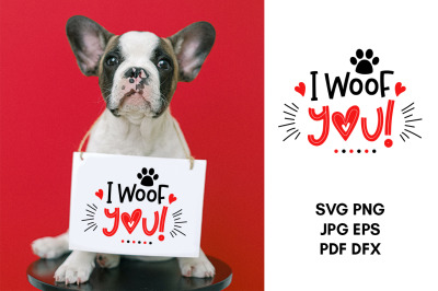 Dog SVG, Dog valentine svg, I woof you, Valentines Day Dog Bandana svg