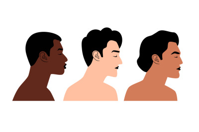 Diverse nations profiles. Cartoon persons of different nationalities a