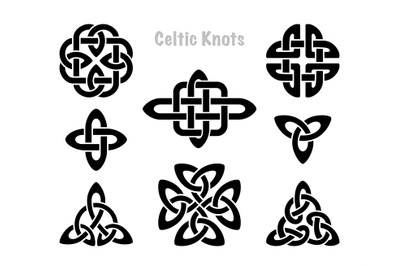 Celtic knots silhouettes. Irish knot symbols&2C; celt three trintiy endle