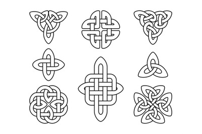 Irish celtic knots. Slavic mystic knot emblems, linear vector gaelic p