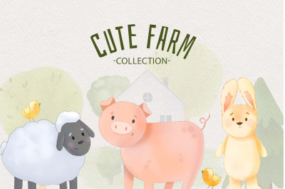 Cute farm collection of elements and compositions