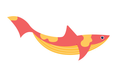 Colorful type fish, cute sea animal isolated
