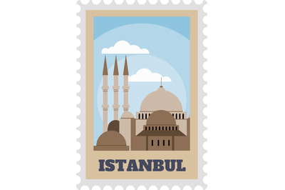 Istanbul turkey postal stamp with sight vector