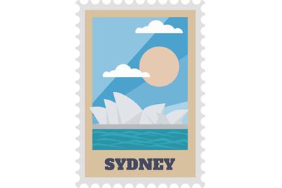 Sydney postal stamp label with theater isolated