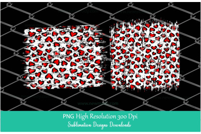 Distressed Heart Leopard Valentine background 2 PNGs for Sublimation