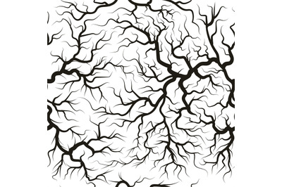 Root system seamless pattern, underground plant silhouette. Branched b