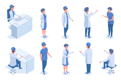 Isometric medical workers&2C; doctor&2C; nurse&2C; dentist and anaesthesiologis