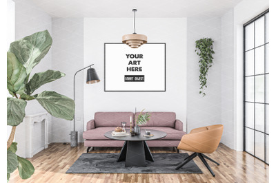 Interior scene artwork background frame mockup