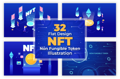 32 NFT Non Fungible Token Crypto Art Illustration