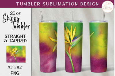 Watercolor Tropical Tumbler Sublimation PNG. Floral Tumbler Wrap
